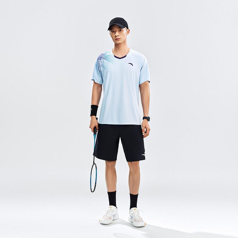 Anta Professional Quick-Dry Breathable Indoor Sports Suit Men Shorts Moonlight-Ice-Blue 952627207-4