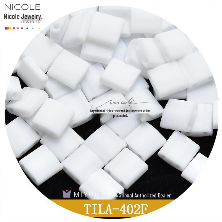 Frosted Iridescent MIYUKI Tila Square Double-Hole Beads, 10g