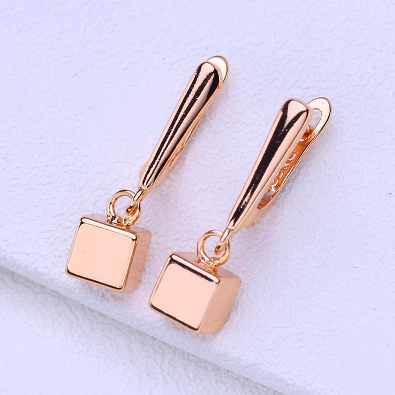 LSOOYH Clip Ohrringe Rose Gold Farbe Mode Ohrring Für Frauen Quadratische Tropfen Ohrringe Schmuck
