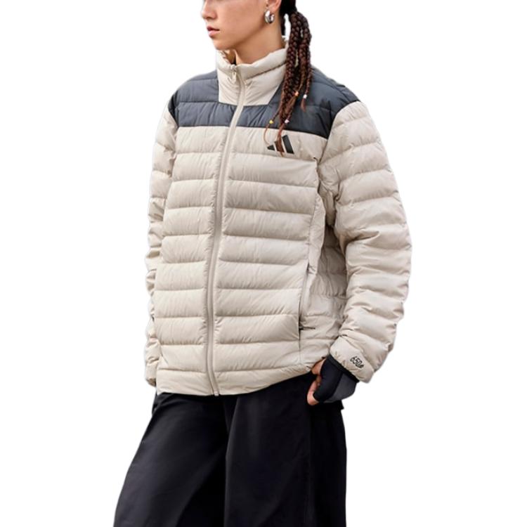 adidas Doudoune Trois-en-Un Légère Imperméable Couleur Unie Logo de Marque Veste Unisexe Marron Clair JM9138