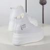 Fashion 12CM Genuine Leather Women Casual White Platform Wedge Skateboard Hidden Heel Shoes Shoes Vulcanize plush Chunky Sneakers