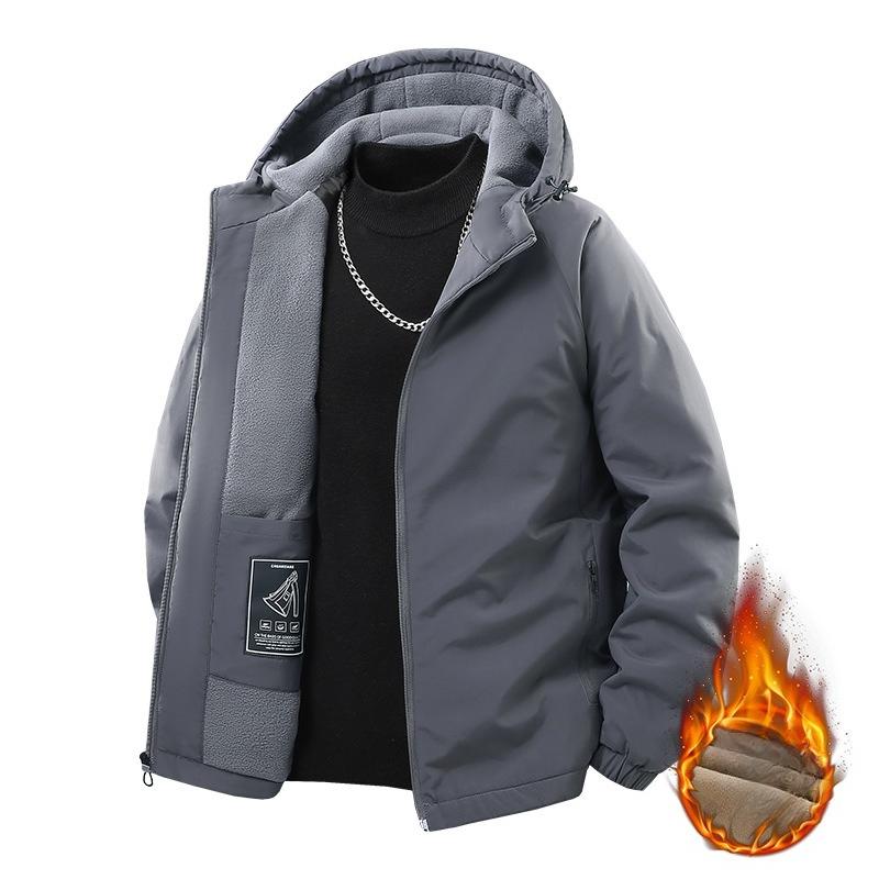 

Флисовая Утепленная Куртка Мужская Весенне-Осенне-Зимняя Однотонная Толстовка с Капюшоном Длинный Рукав Свободная Повседневная Короткая Уличная Клипса M