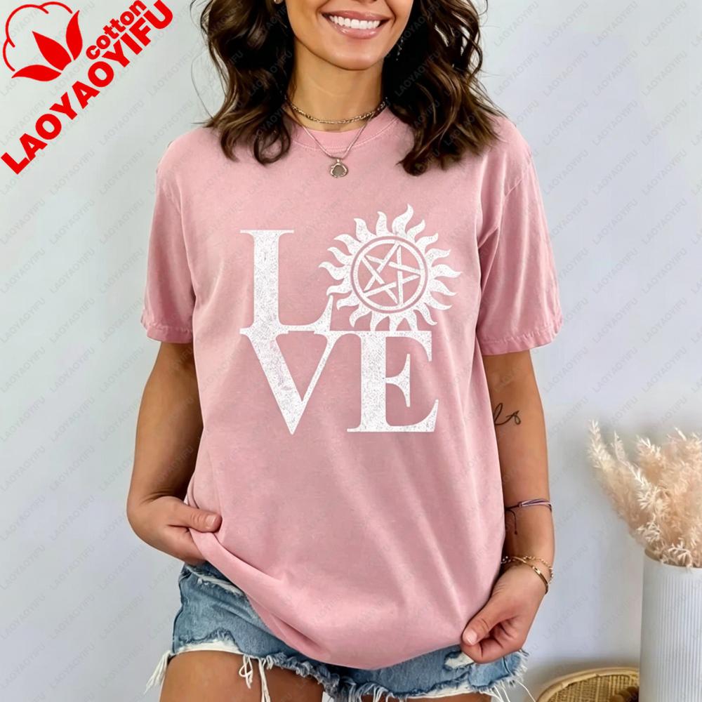 LOVE Supernatural Shirt Winchester Brother Tshirt Science Fiction TV Series Fans Tee SPN Lover Gift T-shirtunisex Cotton Tops