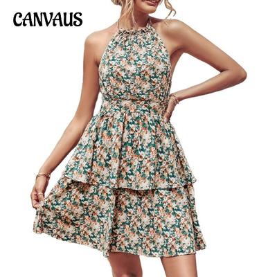 Women's Summer Halter Halter Print Sleeveless Dress