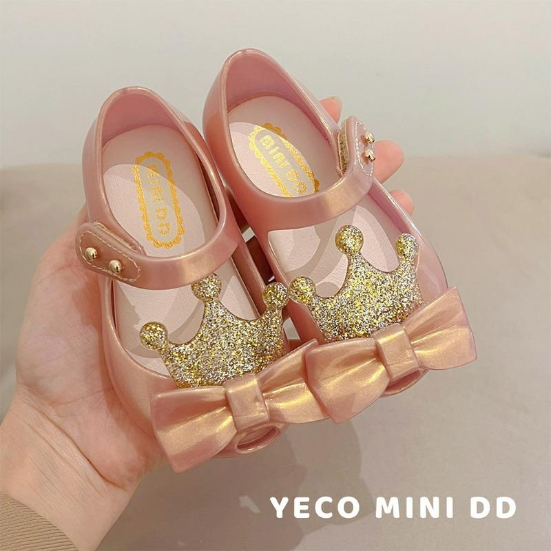 

PVC Baby Girls Sandals Crown Bow Princess Shoes Comfortable Jelly Shoes Kids Waterproof Rain Shoes 5(insole 12cm) розовый