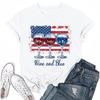 Women's Round Neck Casual Independence Day Printed Short Sleeve T-Shirt Top