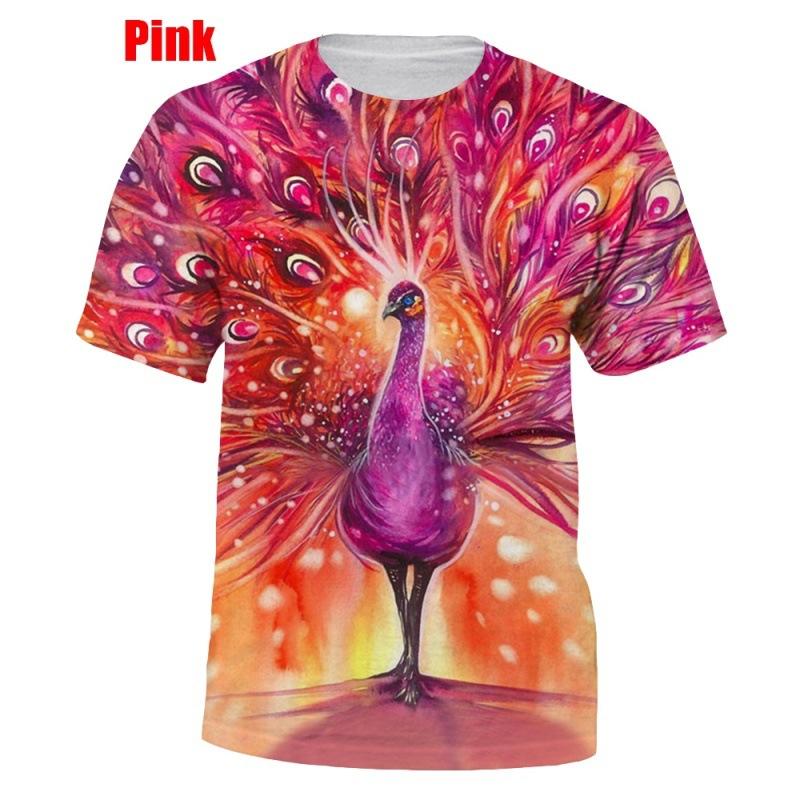 Colorful Peacock 3D Printed Tee Shirts Men's Casual Short Sleeve T-shirt Casual Men Top