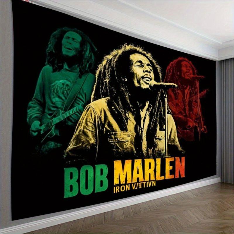 Vintage Bob Marley Dreifarbiges Porträt Reggae Retro Wandteppich, Ikonsiche Wanddekoration für Schlafzimmer Wohnzimmer Studentenwohnheim