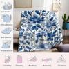 Blue Floral Porcelain - Style Flannel Blanket Warm Soft Halloween Christmas Couch Warm Cozy Decorative Decor Gift for All Season