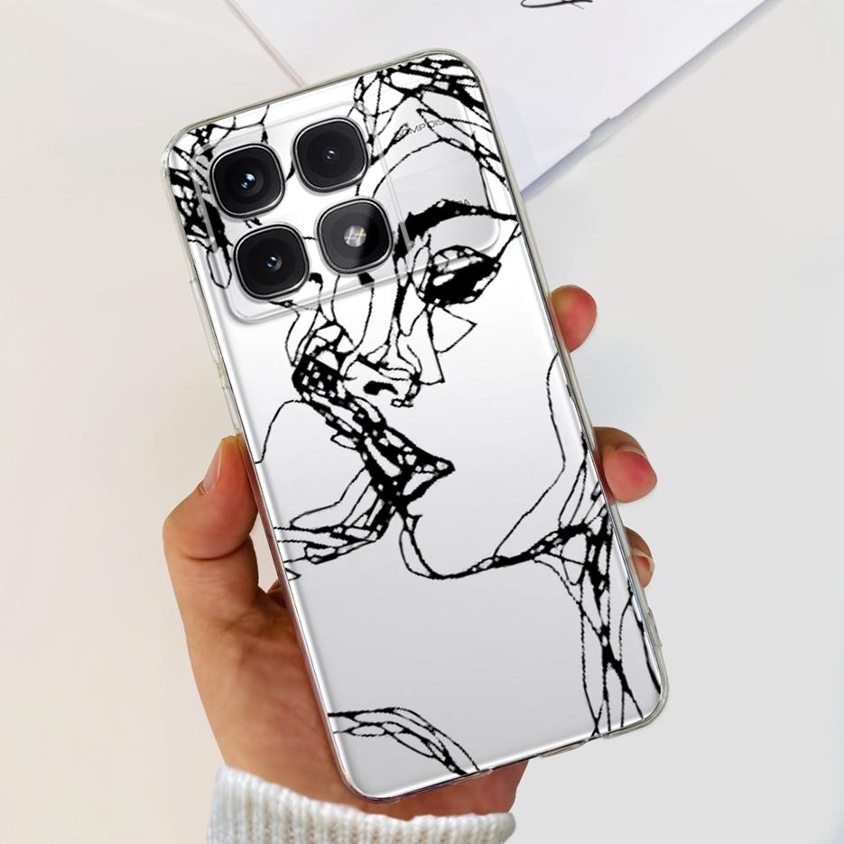 For Xiaomi 14T Pro Case Stylish Flowers Painted Cover 6.67'' Clear Silicone Phone Case For Xiaomi Mi 14T 14TPro Mi14T Soft Shell
