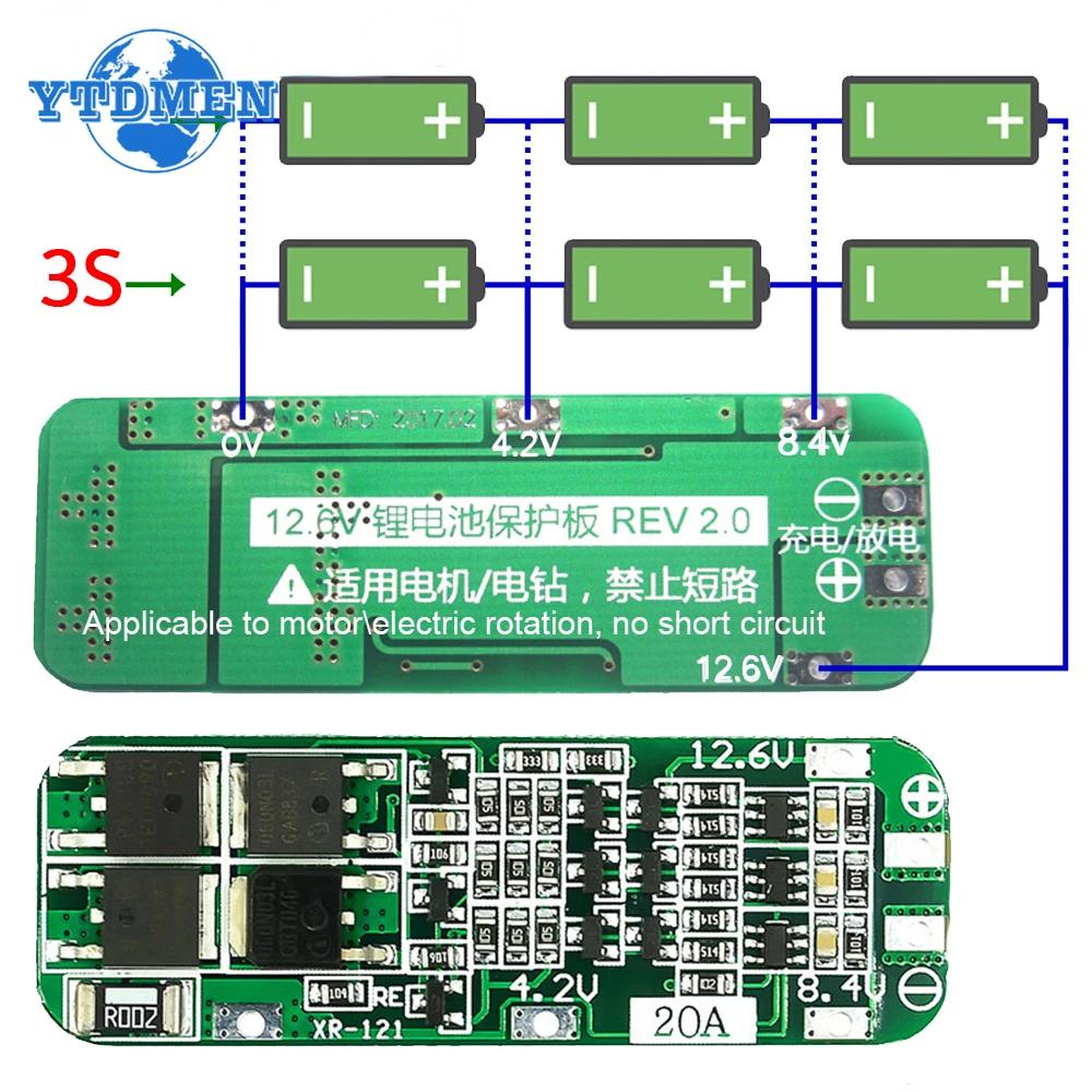 1PCS 3S 20A Li-ion 18650 Lithium Battery Charger Board Circuit Protection Board for Drill Motor 12.6V Lipo Cell Module
