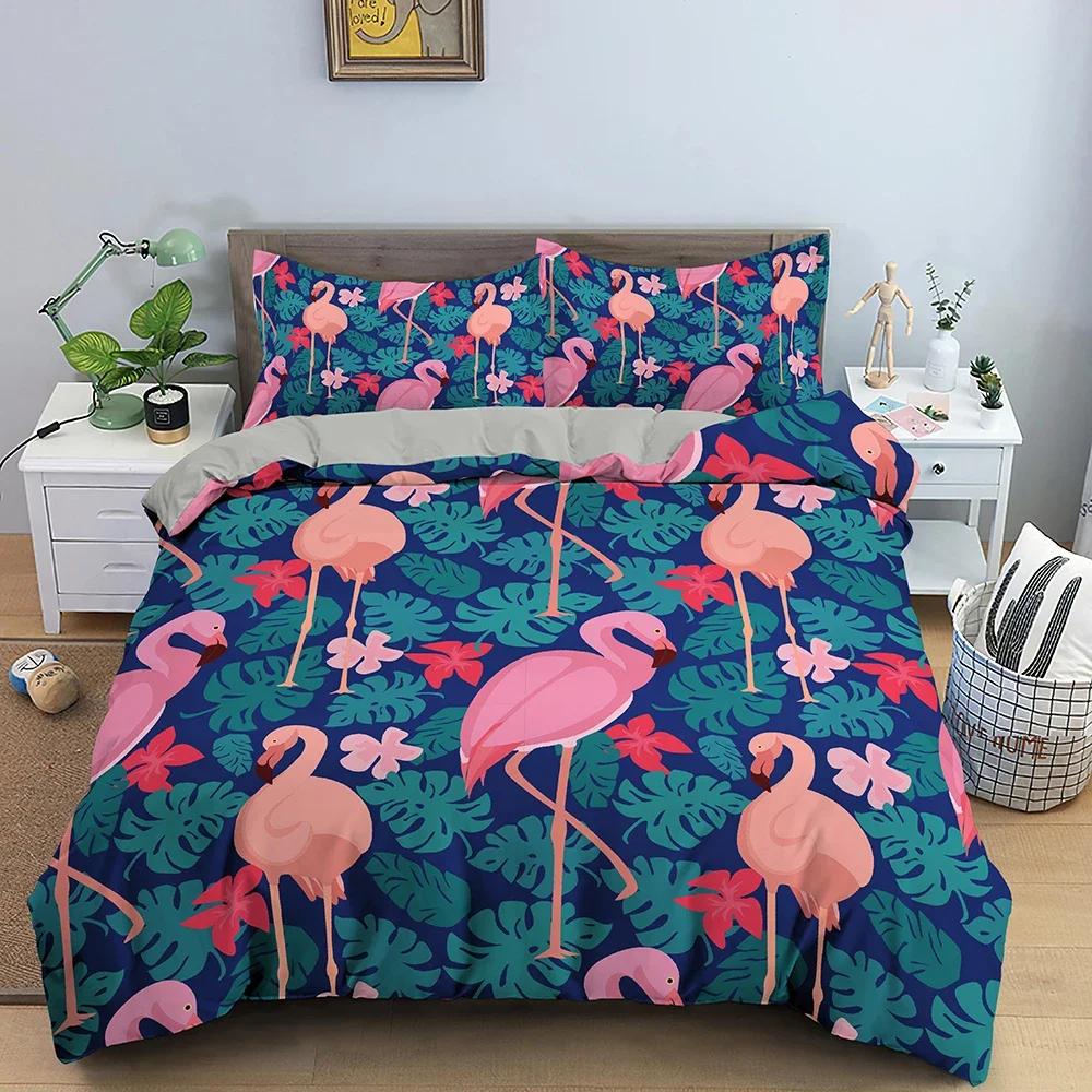 

Flamingo Animals Comfortable Duvet Quilt Cover Pillowcase Bedding Set Children Bedroom Decoration Home Textile 70x133cm 2pcs