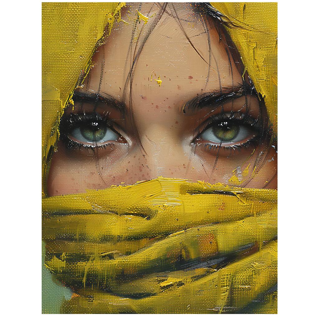 Mysterious Eyes Mysterious Eyes, 30X40 Cm, Gold Aluminum Frame, 230 Gsm Matte Paper