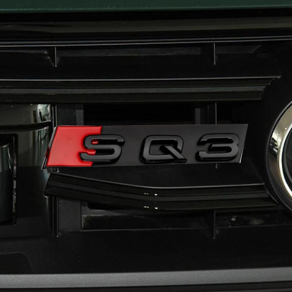 3D ABS Chrom Schwarz Logo SQ3 SQ5 SQ7 Emblem Auto Kühlergrill Abzeichen Zubehör Audi SQ