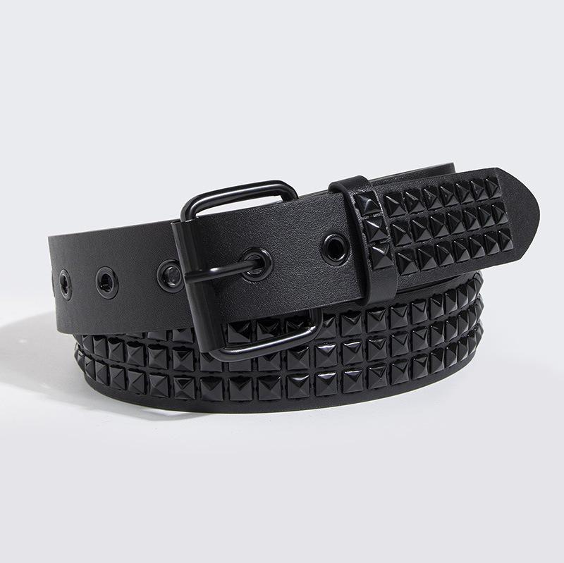 

Женский кожаный пояс на талию в стиле панк с квадратными заклепками 100cm