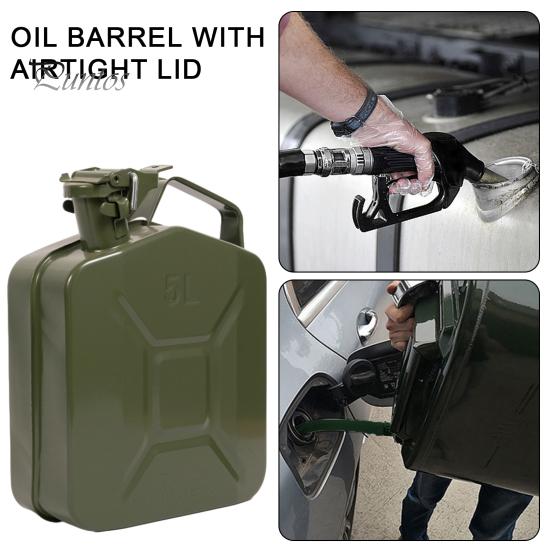 Heavy-duty Portable Gas Can 5L Metal Jug, Outdoor Liquid Container with Leak-Proof Lid And Anti-Slip Leak-proof Fuel Locking Pin, Large Camping