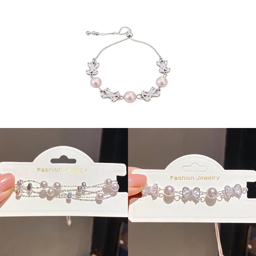 Pearl Shaped Multilayer Bracelet With Electroplated Finish For Womens Fashion