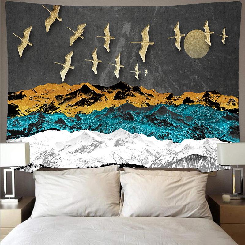 Chinese Style Hanging Cloth Scenery Background Art Painting Decor Lotus Goldfish Wall Carpet Home Decoration Gilding Tapestry