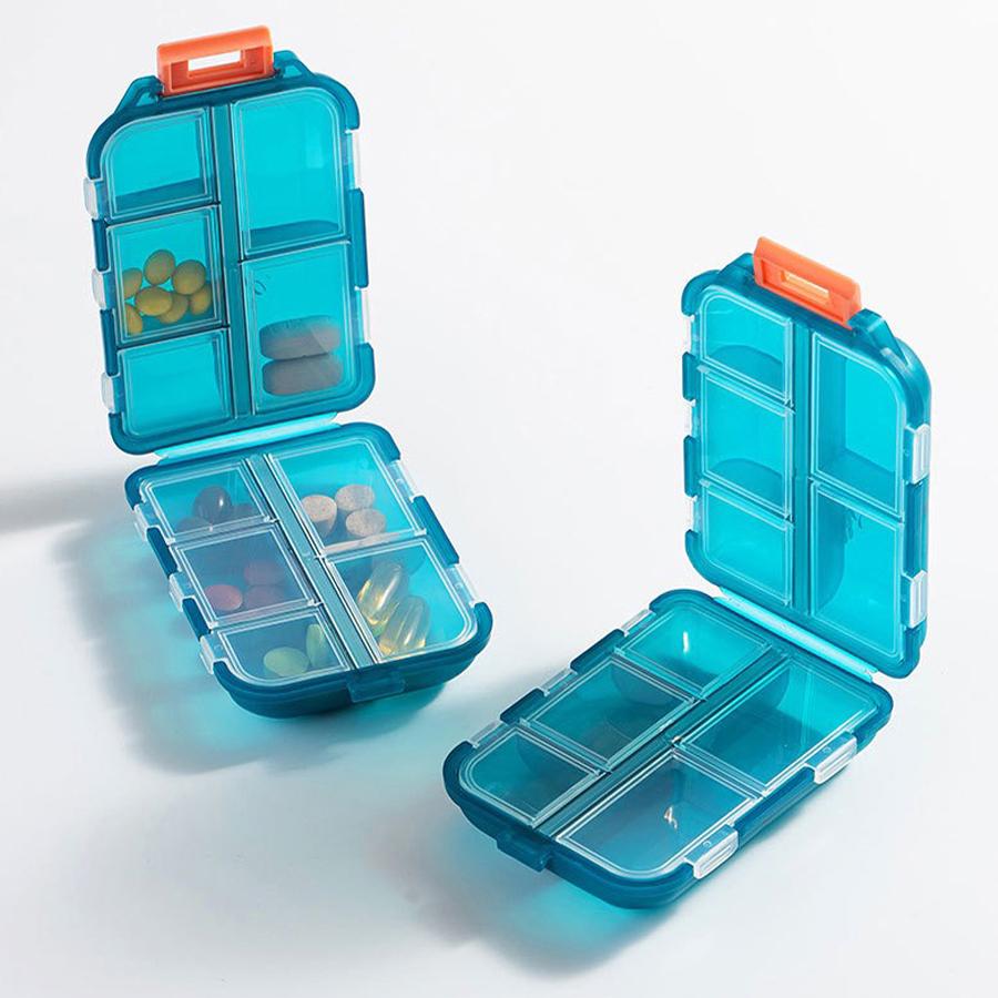 Convenient Travel Pill Organizer Dispenser Portable Pocket Pharmacy Medicine Box Small Case 10 Grids Storage Vitamin Fish Oil