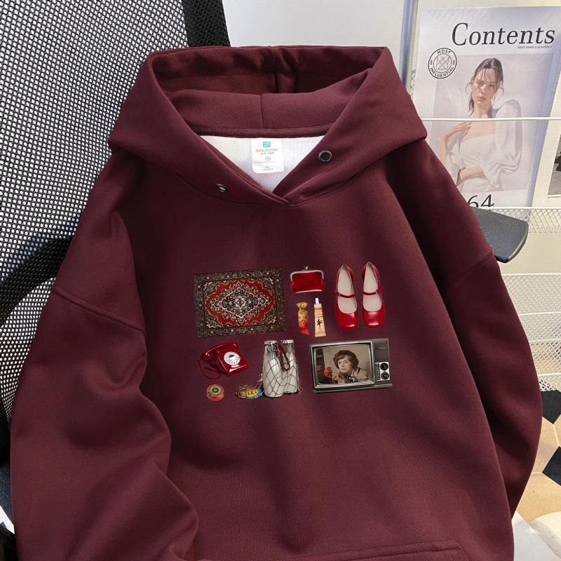 Retro Y2K Women's Casual Printed Hoodie - Autumn/Winter Collection