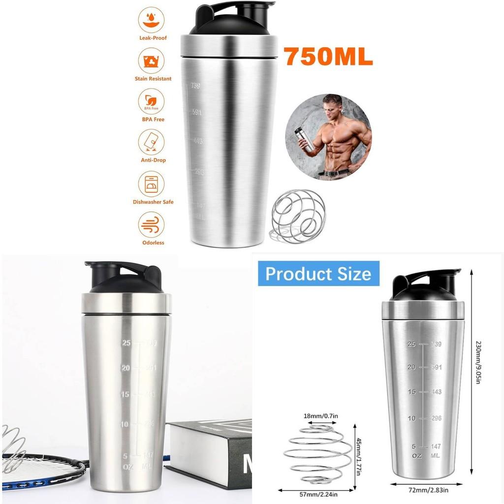Multifunkční šejkr na proteinový prášek Velký objem 500ml 750ml Nerezový Pro venkovní fitness a míchání smoothie