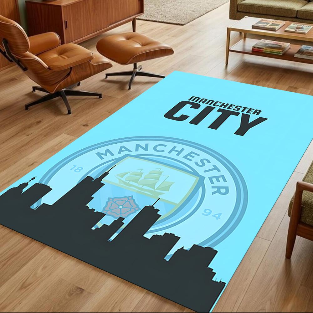 Manchester City Football Club Decorative Area Rug Soft Plush Non-slip Bottom Kitchen & Bathroom Use Fashionable Home Decor Perfect Gift