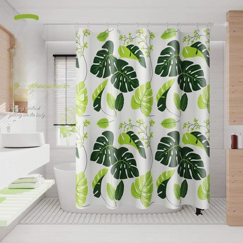 Transparent Waterproof Shower Curtain Bathroom Translucent Partition Curtain Easy Clean Wipe Mildew Proof Curtains with Hooks