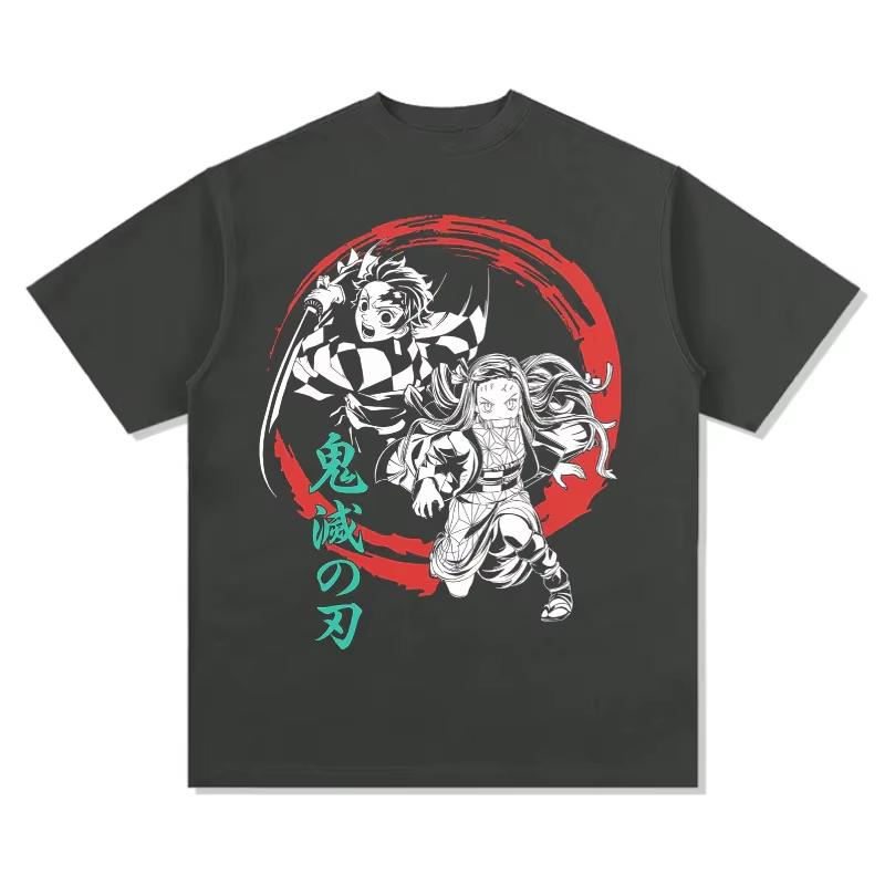 Pure Cotton Japanese Anime Demon Slayer T-Shirt, Retro Casual Fashion Short Sleeve for Men & Women Anime Fans Summer Wear  T-Shirt