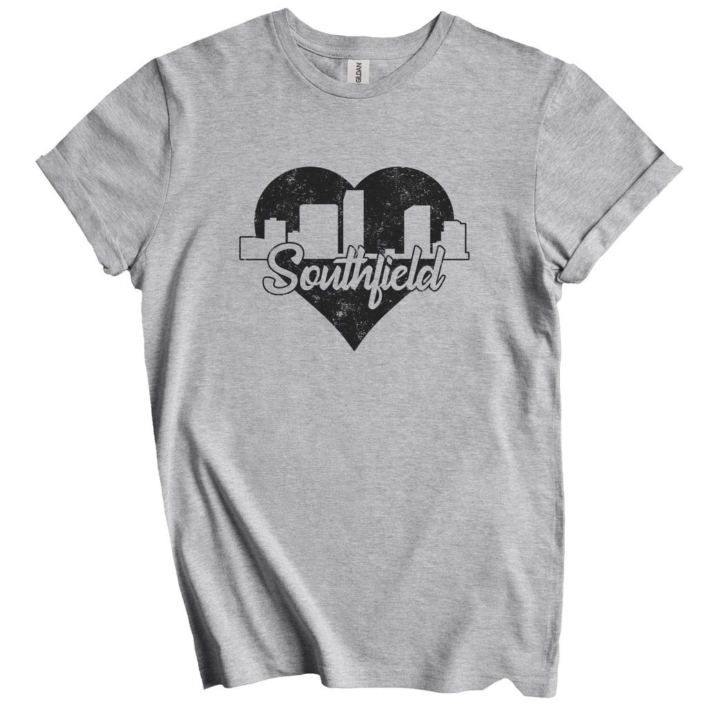Retro Southfield Michigan Skyline Herz Abgenutztes T-Shirt
