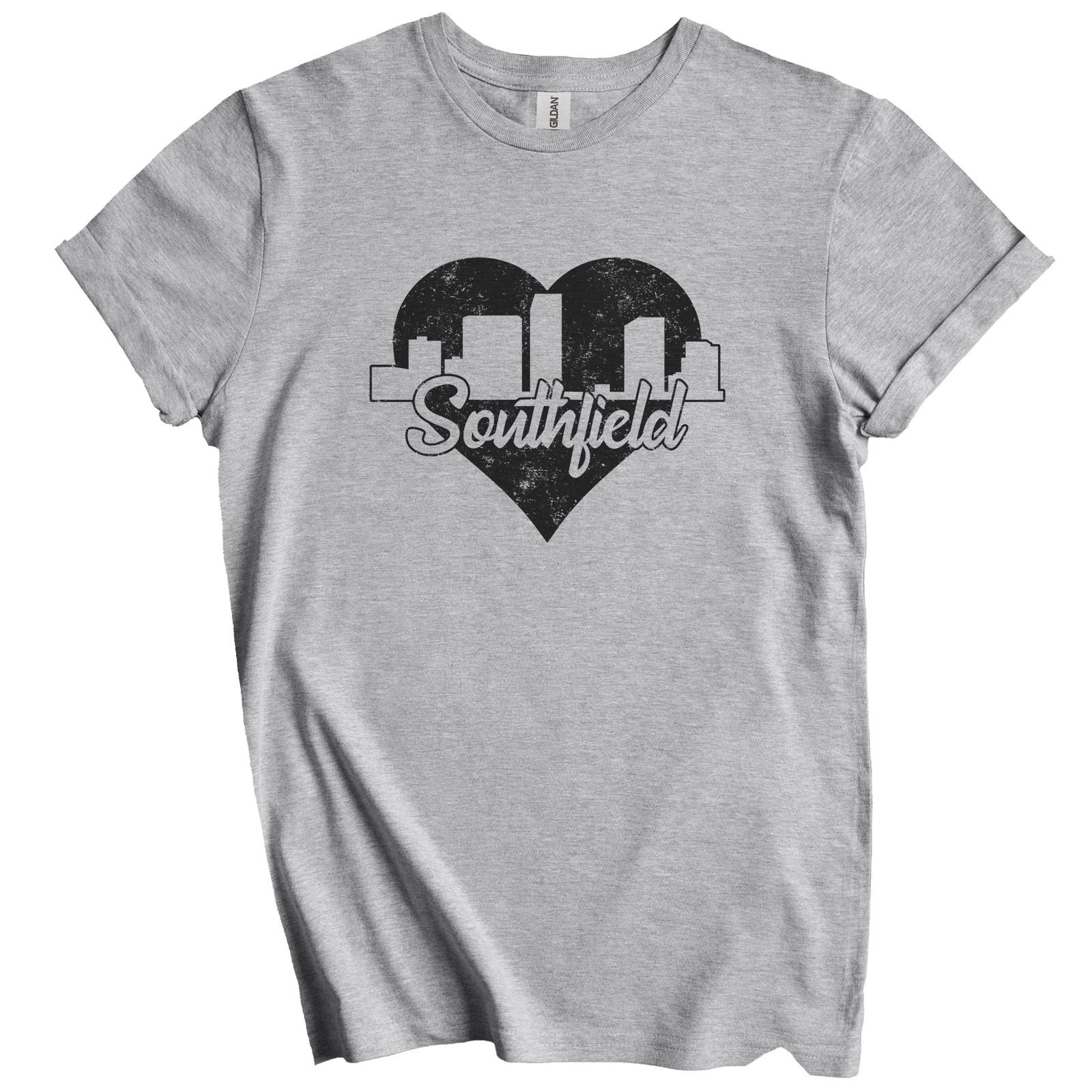 Retro Southfield Michigan Skyline Heart Distressed T-Shirt 2XL
