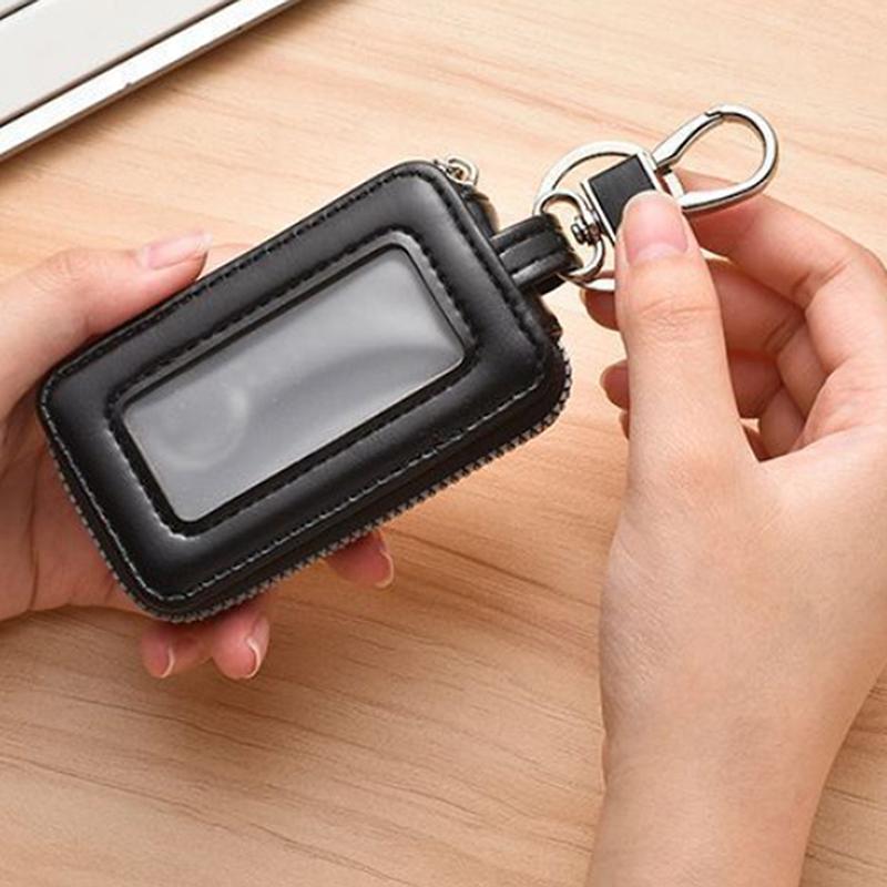 Geam Oglindă Vizuală Sac Protector Cheie Mașină Piele PU Suport Chei Buzunar Mini Cheie Auto Husă Breloc Unisex Portofel Sac cu Fermoar