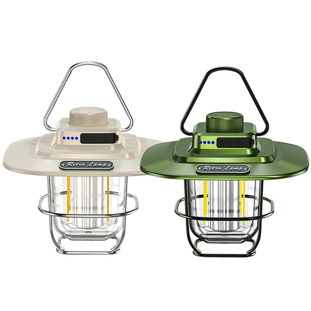 LED Camping Light Vintage Portable Hanging Tent Lamp Stepless Dimming Waterproof IPX4 Rechargeable for Outdoors for Hiking Camp