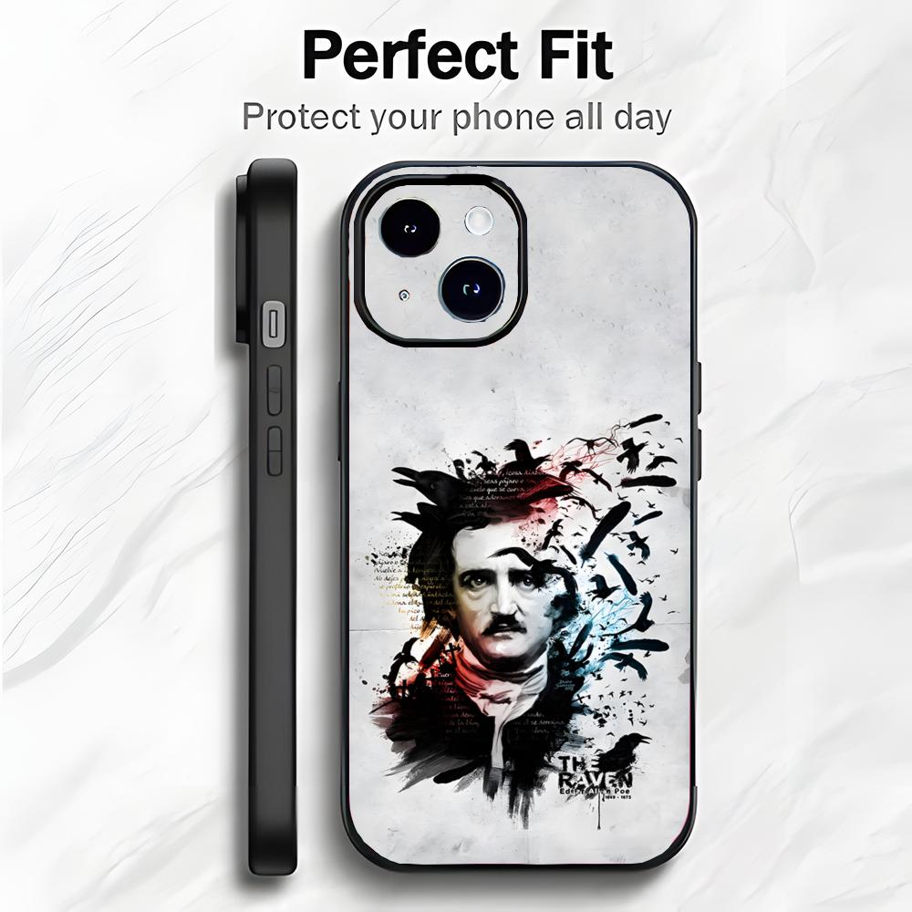 Classic Writer E-Edgar Allan Poe Phone Case Phone Case Soft Packaging Lightweight For iPhone17 16 15 14 13ProMax