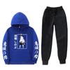Unisex Anime-Inspired Hooded Sweatshirt Set Winter Thick Cotton Blend Tracksuit Teens Adults