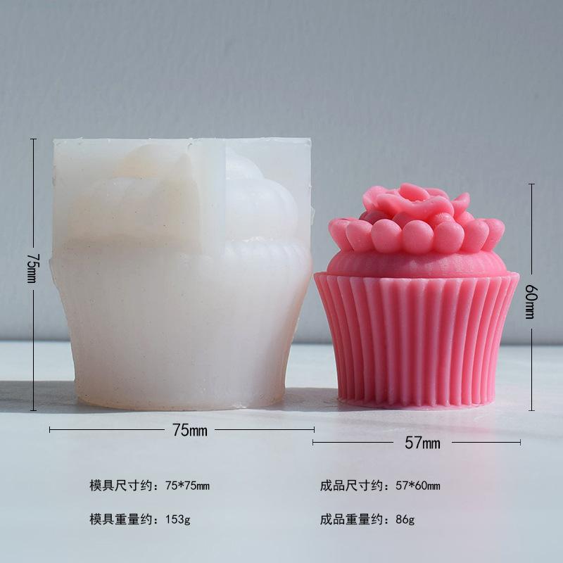 3D Muffin Cup Flower Candle Silicone Mold DIY Rose Paper Cup Cake Baking Mold Handmade Chocolate Ice Cube Soap Making Supplies