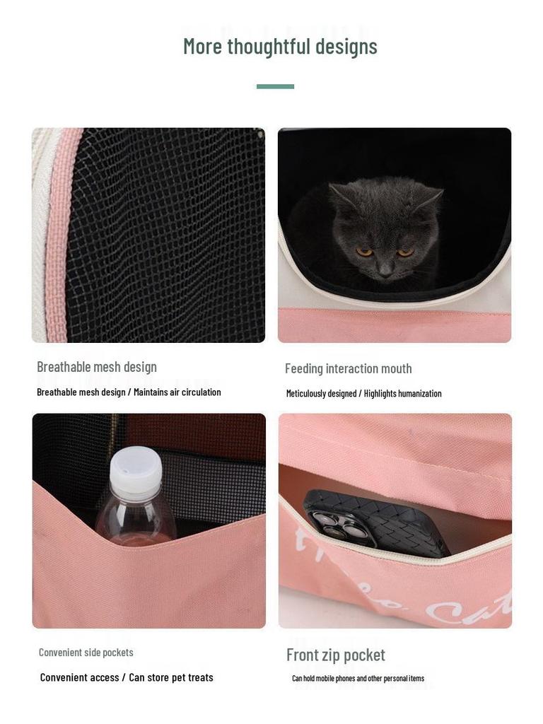 Portable Cat Carrier Backpack: Breathable, Foldable, Double-Shoulder Bag for Pets