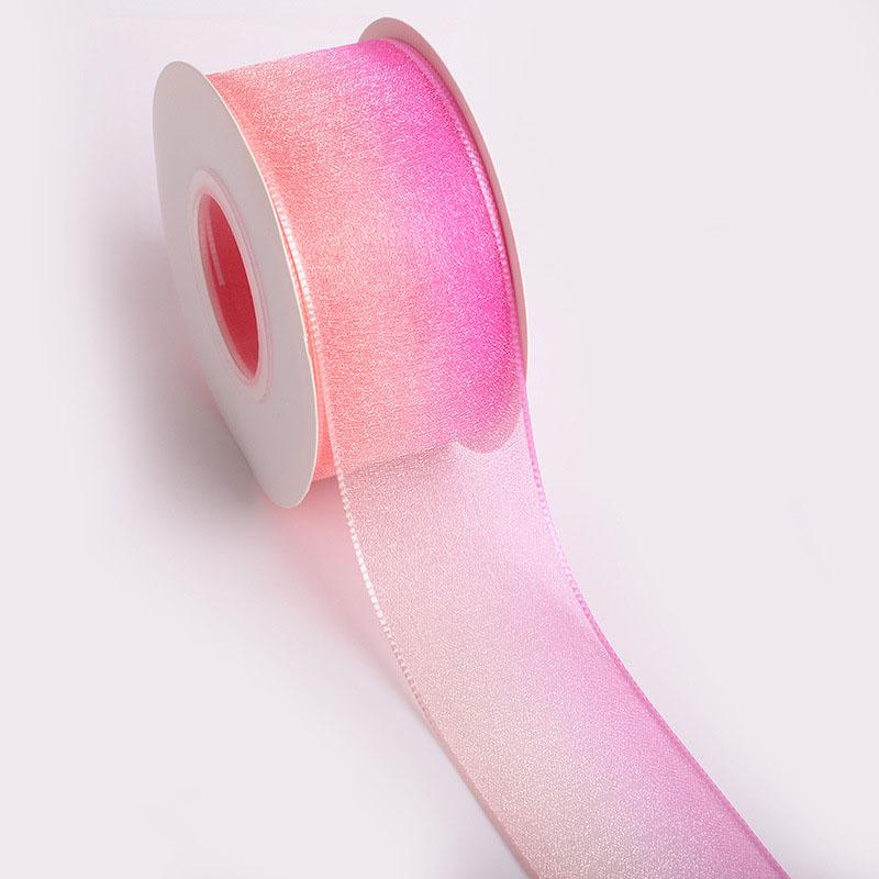 Wholesale Durable Polyester Rainbow Gradient Tulle Ribbon Birthday Floral Gift Decoration DIY Hair Accessory Bow Material