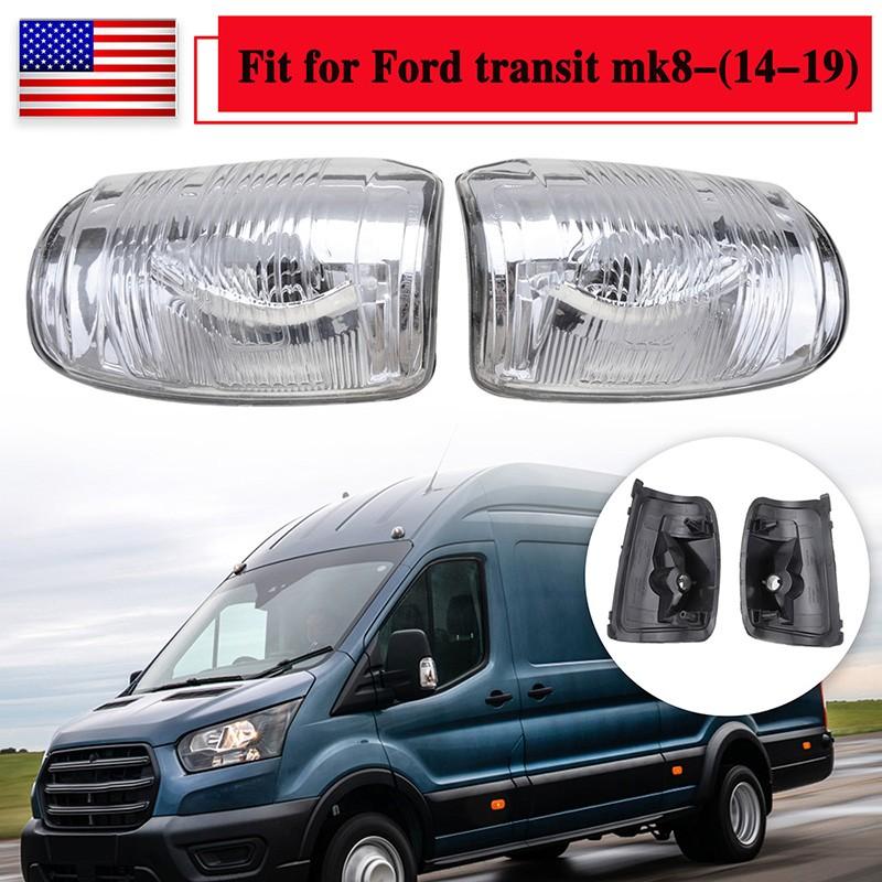 Pair For 2015-2021 Ford Transit Cargo Side LED Mirror Turn Signal Light Clear