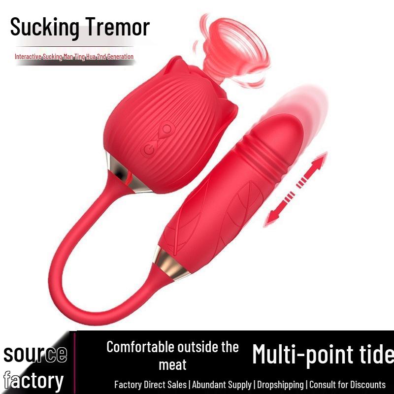 Women's Rose Flower Vibrator: 2nd/3rd Gen Tongue-Licking, Automatic Sucking & Telescopic Stick