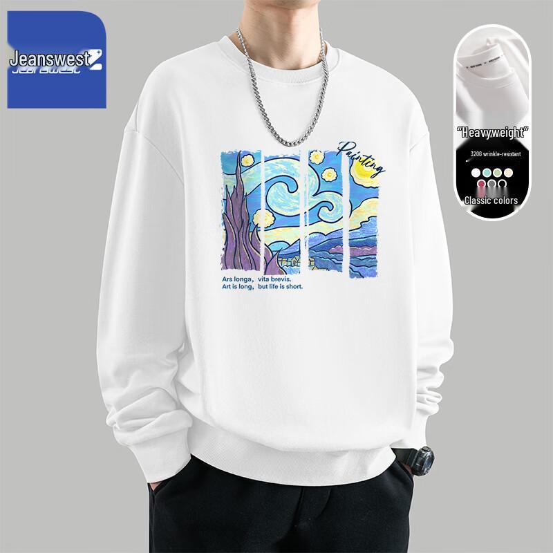 Jeanswest Men's Z-Series Crewneck Sweatshirt with Crayon Starry Sky Print