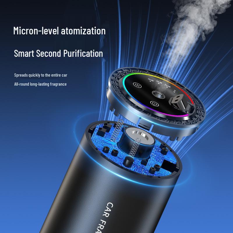 2023 Smart Voice-Activated Car Aroma Diffuser with Ambient Lighting and Starry Sky Perfume, Syncs with Car