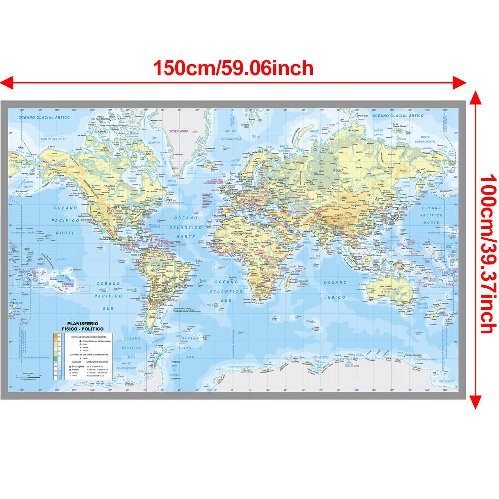 Spanish Map Background-World Map-City Map Wall Decor for Classroom,Office,Travel,Gift for Geography Enthusiasts,Graduation