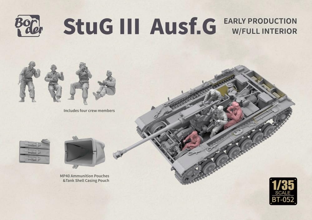 Border Model 1/35 German Sturmgeschütz III Ausf. G Early Model with Full Interior Plastic Model Kit BT052 (Tank)