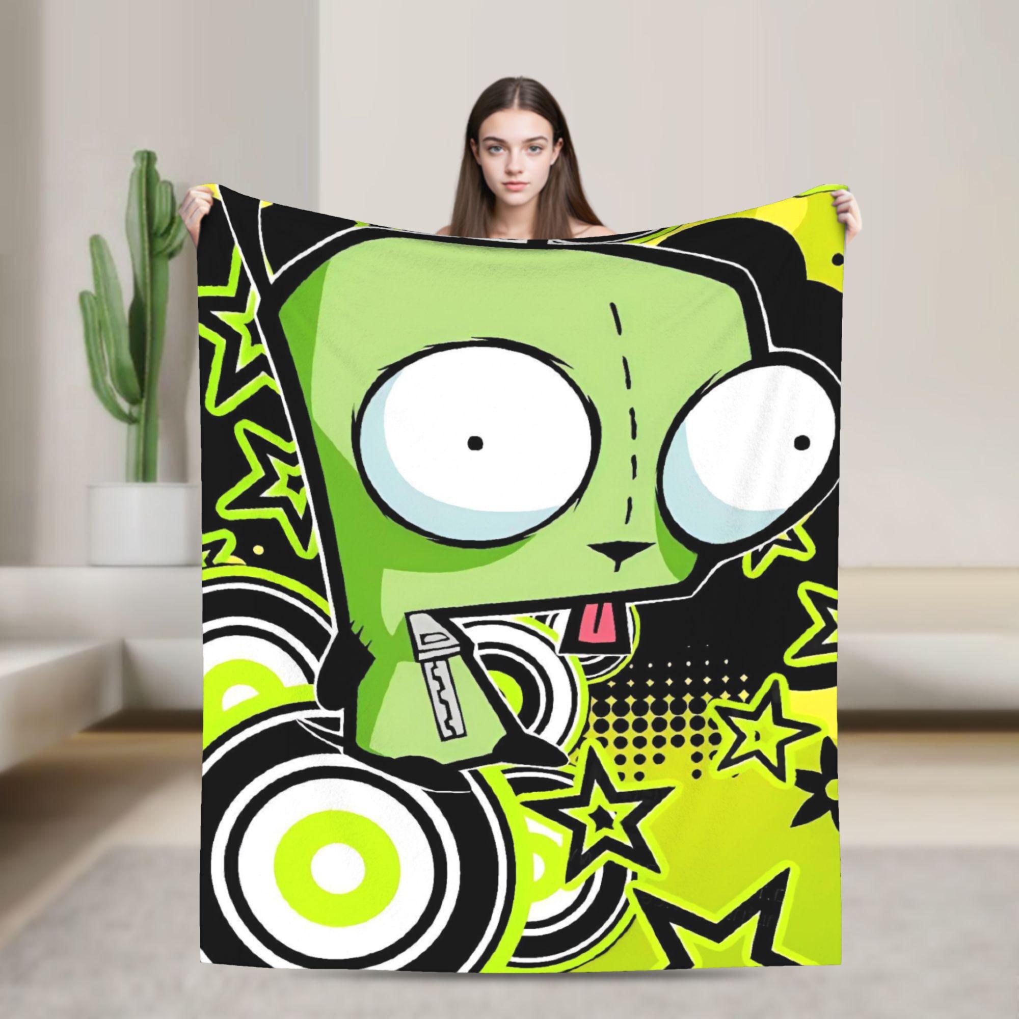 

Invader Zim Movie Blanket Soft Warm Street Trend Plush Throw Blanket For Couch Chair Sofa Bed Travel Flannel Bedspread Bed Cover 75x90cm