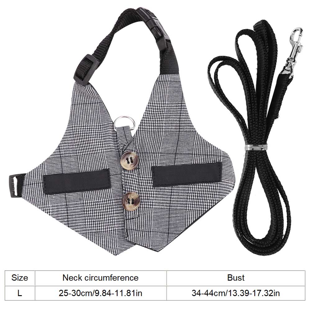 Soft Rabbit Breathable Harness with Leash Gentlemanly Style (L)