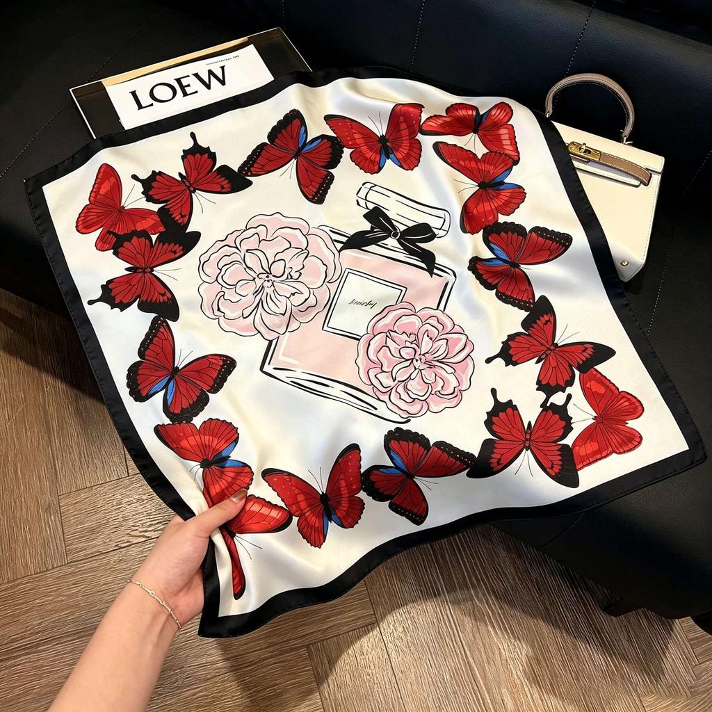 New silk satin 71 * 71 square scarf versatile foreign style simulation silk scarf middle-aged and elderly decorative scarf neck protection silk scarf