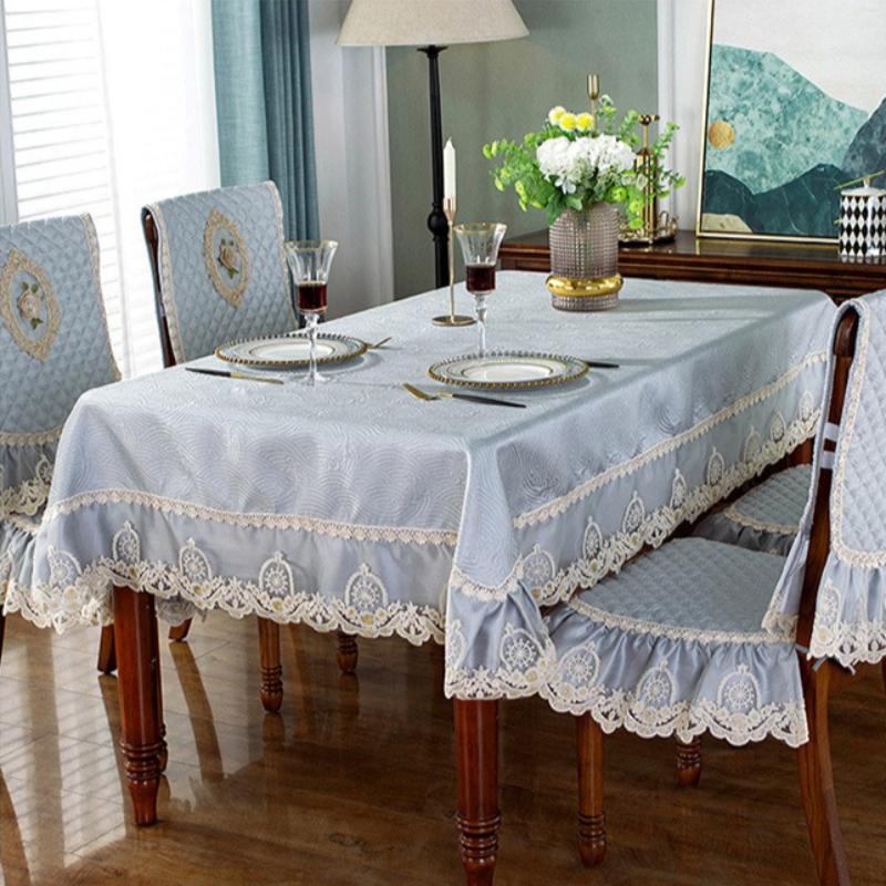 Modern Minimalist Style All Season Universal Chair Covers Quilted Embroidery Anti Slip Thick Stool Protect Pad European Lace Tablecloth Home Decorat