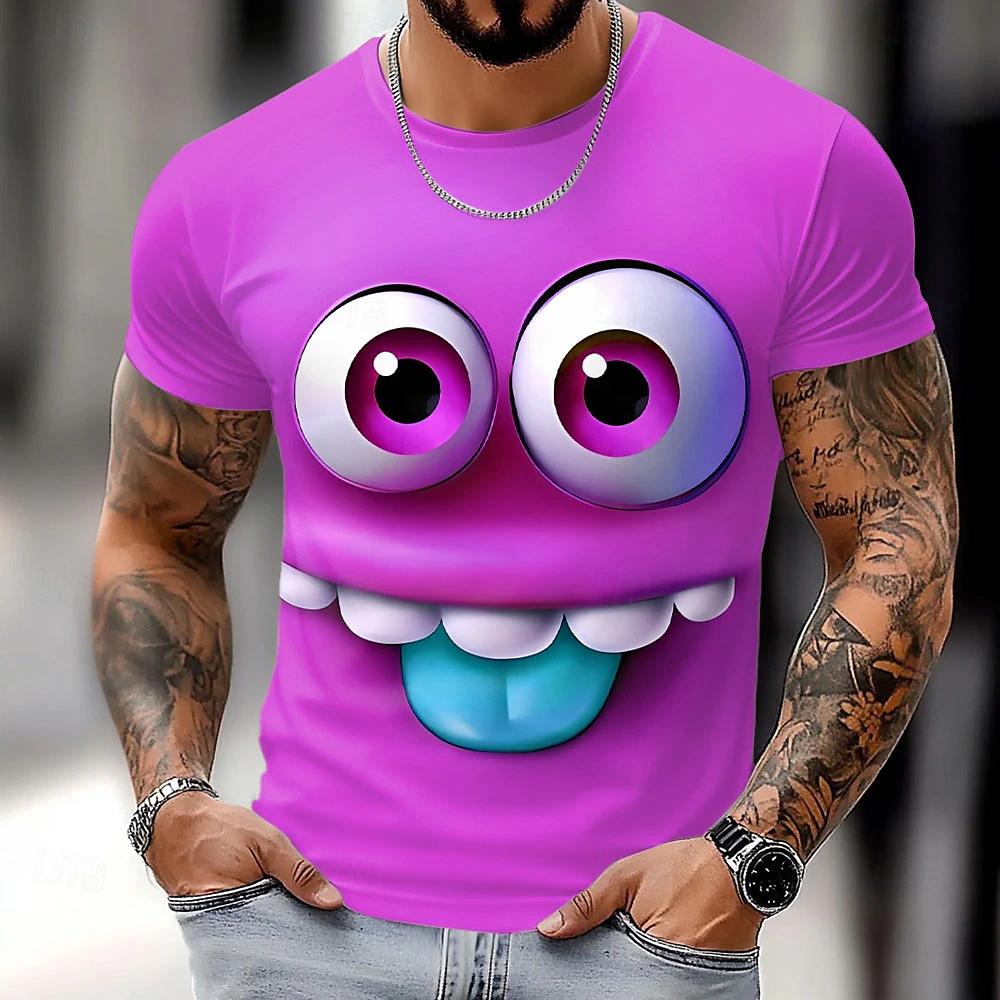 Funny Quirky Graphic T-shirt Clothing Summer Quick Drying Daily Men's Short Sleeve Tee Fashion New Cartoon Face T Shirts For Man