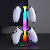 Black Gaming Headset Display Rack Dual USB Ports Headphone Bracket Controller Holder  Desk