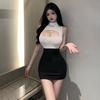 Sexy Fun Suit Hollow Large Size Secretary Uniform Tight Hip Skirt Underwear Perspective Dress Nightclub Hip Wrap